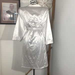 David's Bridal gorgeous silky satin embroidered bride robe